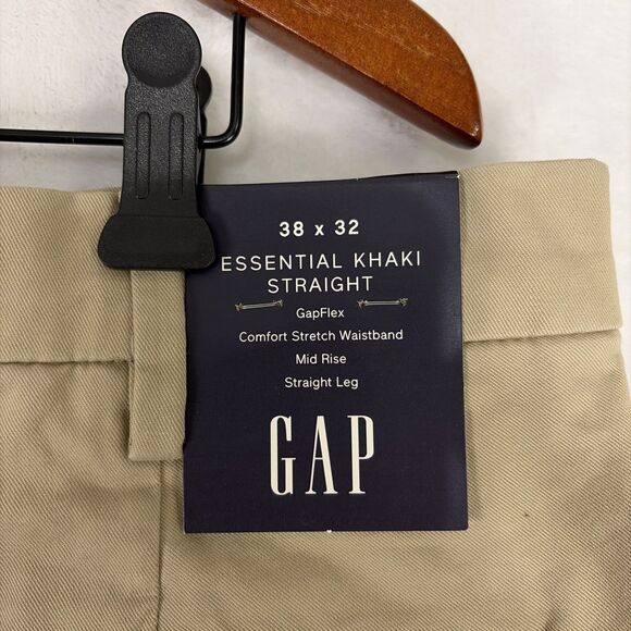 Gap Mens Essential Khaki Straight Pants Beige 38x32 Stretch Waist Mid Rise NWT - Picture 6 of 6
